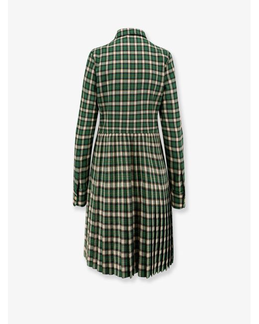 Céline Green Tartan Wool Mini Dress
