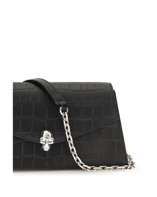 McQueen Black Mini Skull Clutch
