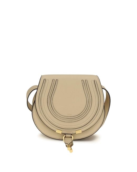 Chloé Natural Chloé Small Marcie Leather Shoulder Bag