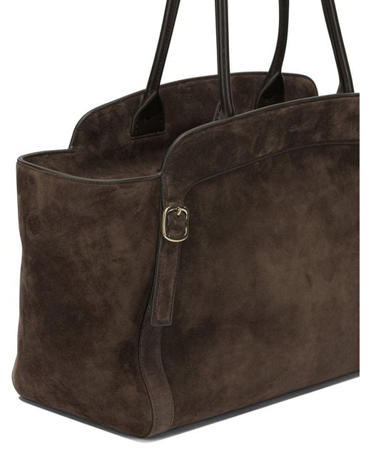 Santoni Brown Double Buckle Medium Shoulder Bag for men