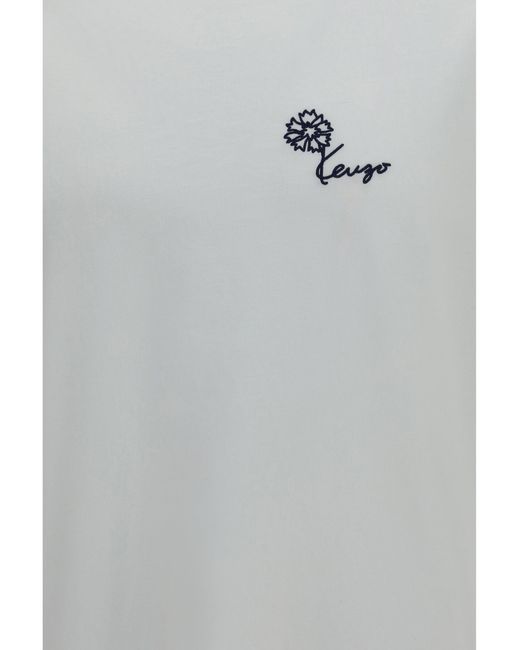 KENZO Gray Tulip Embroidered Cotton T-Shirt for men