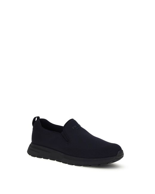 Prada Blue Jersey Slip-On Sneakers