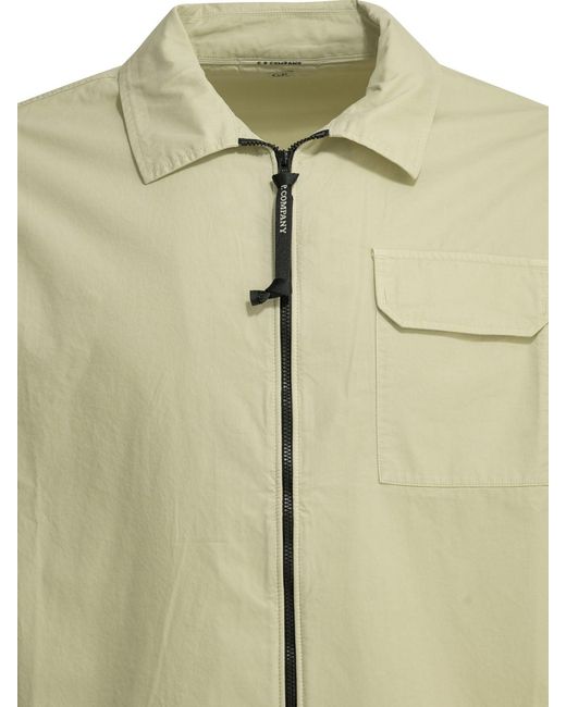 C P Company Green Organic Gabardine Overshirt Jacket for men