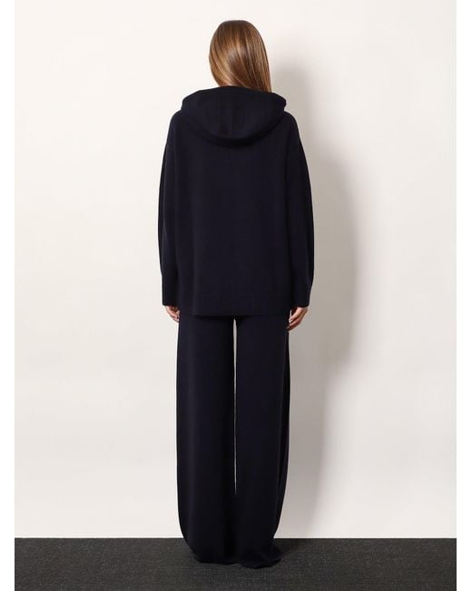 Max Mara Blue Liana Cashmere And Wool Hooded Sweater