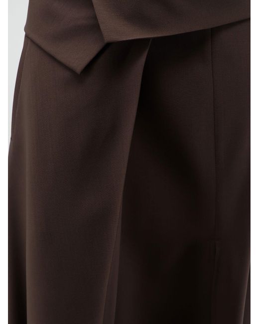 Alysi Black Stretch Virgin Wool Long Skirt