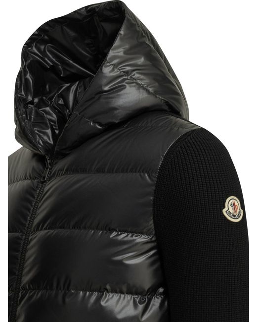 Moncler Black Padded Wool Cardigan for men