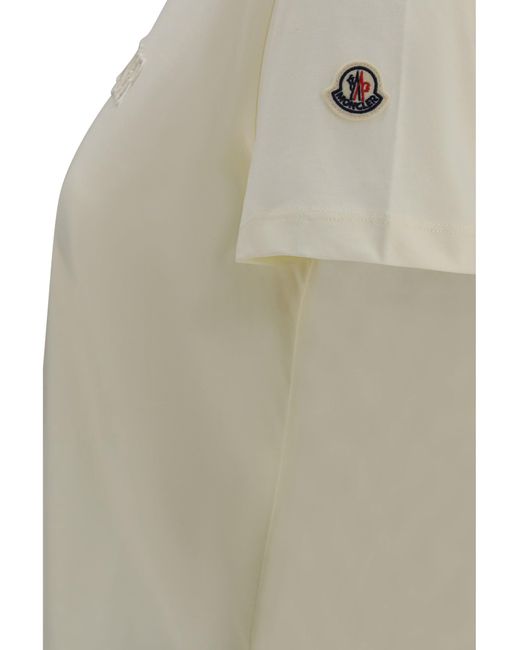 Moncler White Cotton T-Shirt With A Tone On Tone Embroidered Logo