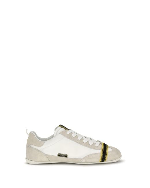 Fendi White Wrap Suede And Fabric Sneakers for men