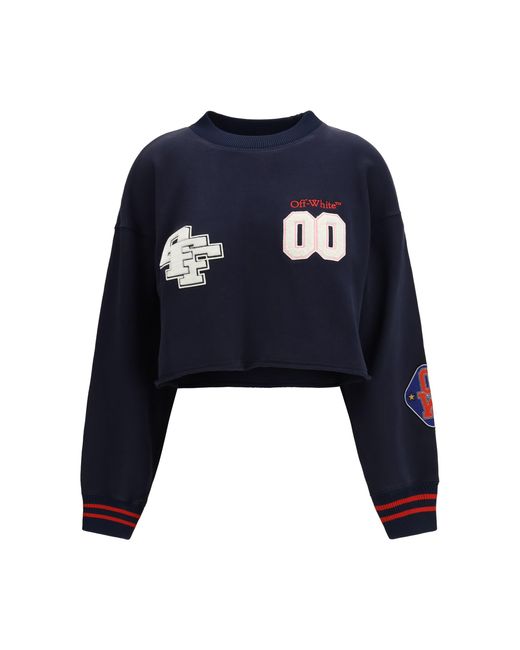 Off-White c/o Virgil Abloh Blue Royal Patch Cropped Sweatshirt