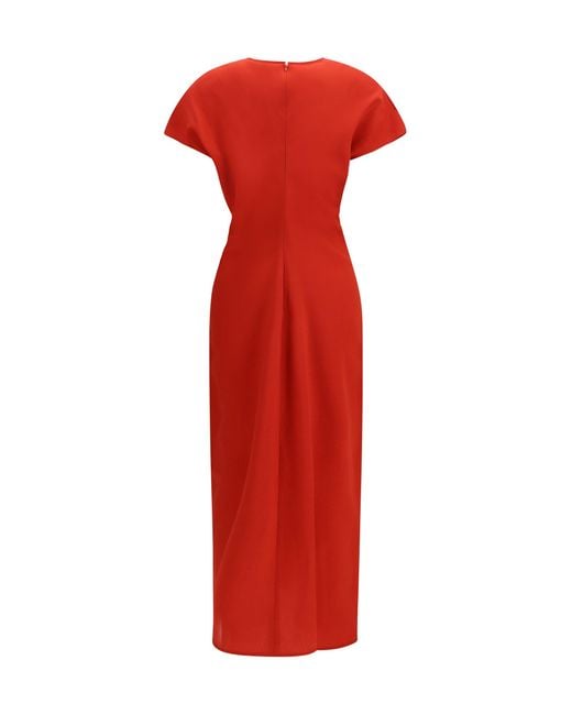 Totême Red Slouch Waist Wool Dress