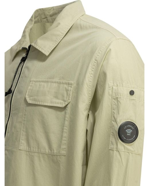 C P Company Green Organic Gabardine Overshirt Jacket for men