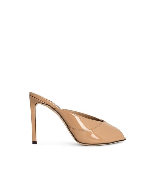 Jimmy Choo White 'Brigitte' Leather Mules Nude 'Chai'