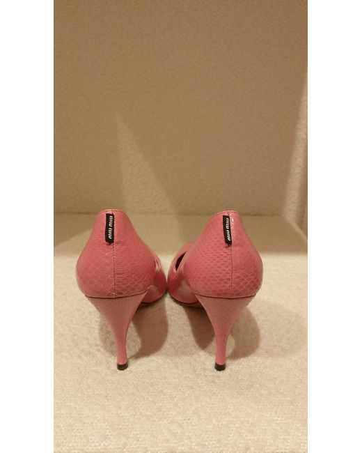 Miu Miu Pink Snake Leather Pumps