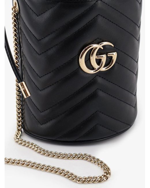 Gucci Black Gg Marmont Matelasse Leather Bucket Bag