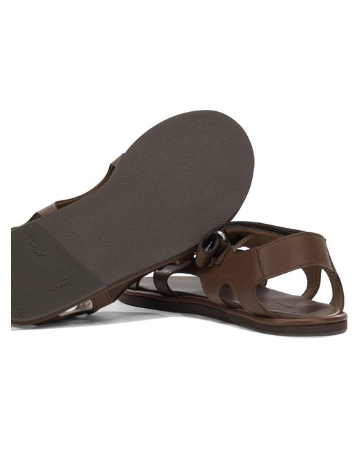 Auralee Brown Low Leather Sandals