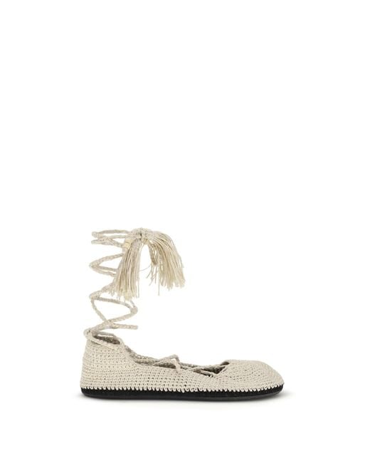 Alanui White Lace-Up Ballerinas