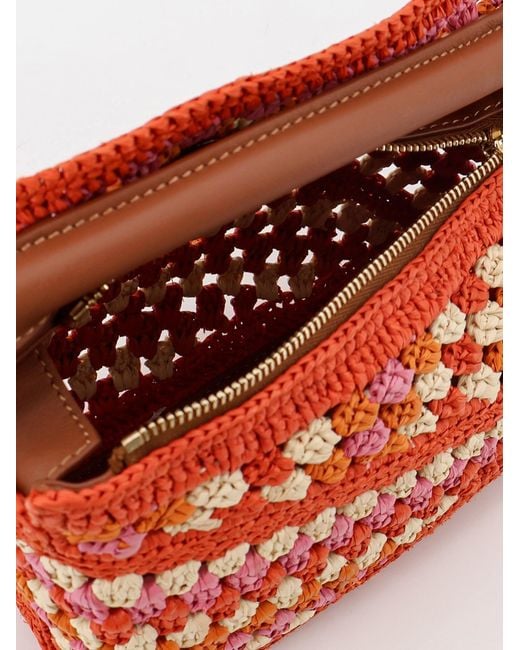 Loewe Red Paula's Ibiza Puzzle Edge Crochet Handbag