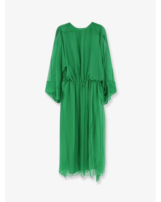 Alberta Ferretti Green Silk Long Dress