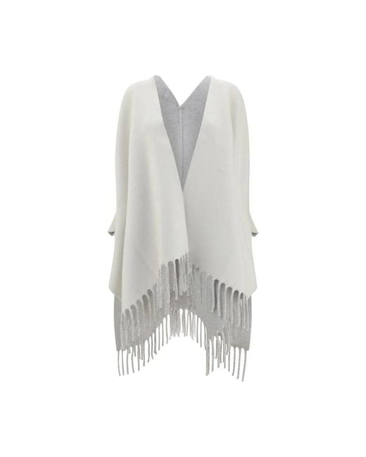 Brunello Cucinelli Gray Reversible Cashmere Poncho