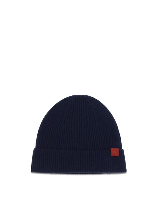 Kiton Blue Wool Beanie Hat for men