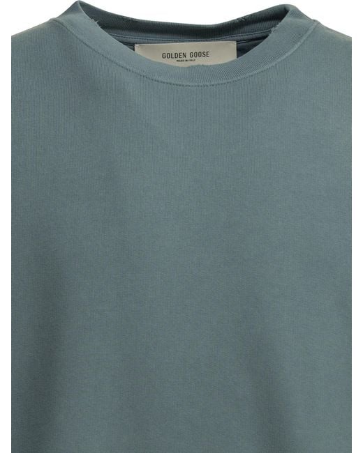 Golden Goose Deluxe Brand Green Crewneck Sweatshirt With Reverse Logo