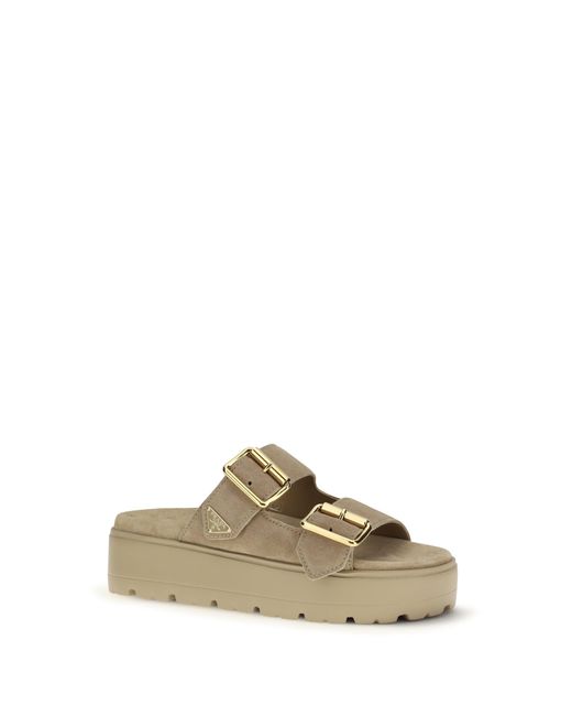 Prada Metallic Platform Sandals