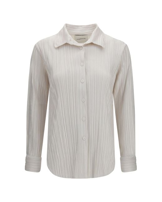 GONGDID DESIGN Gray Fine Striped Velvet-Like Shirt Off
