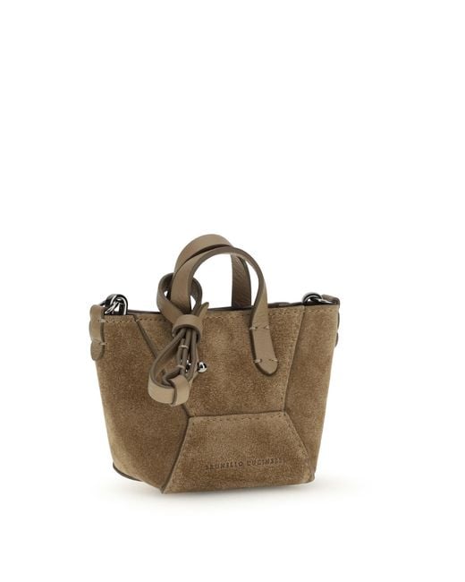 Brunello Cucinelli Brown Micro Suede Shoulder Bag