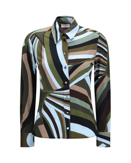 Women's Green Iridescent Print Shirt