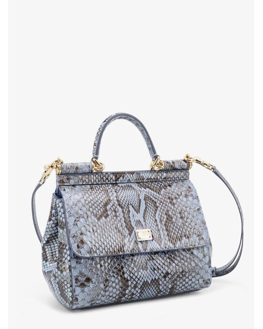 Dolce & Gabbana Blue Handbag Sicily Python