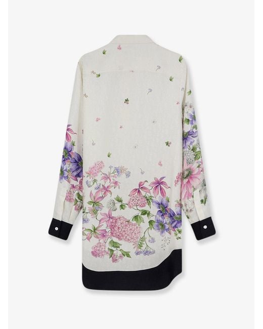Dior White Dior Silk Shirt With Dior Hortensia Garden Print