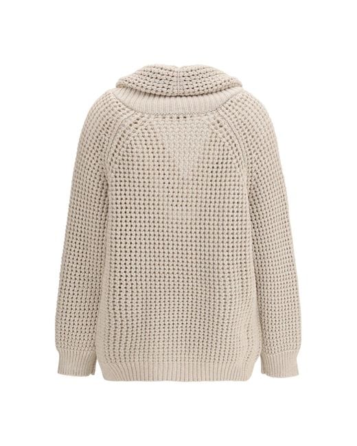 Brunello Cucinelli White Cotton Feather Cardigan