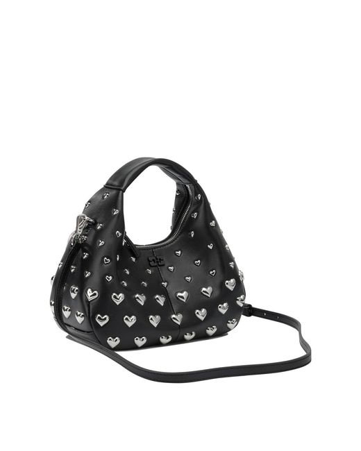 Ganni Black Mini Hobo Heart Small Handbag