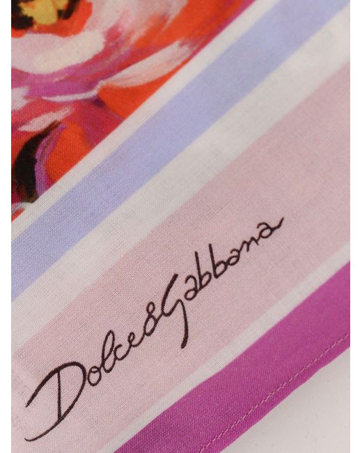 Dolce & Gabbana White Cotton Beach Wrap With Floral Print