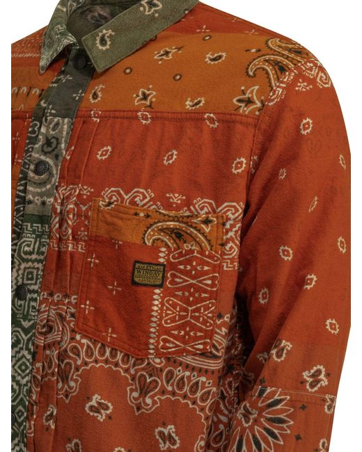 Kapital Green Flannel Reversible Bandana Overshirt for men