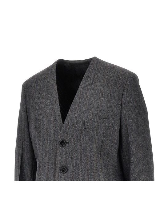 Jil Sander Black Pinstriped Wool Tailored Jacket
