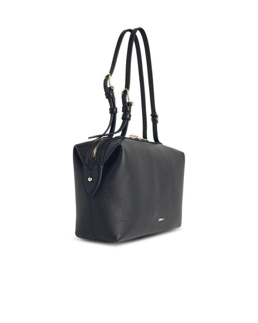 Furla Black 'Double' Leather Bag
