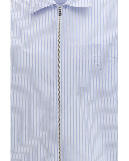 Prada Blue Striped Re-Nylon Shirt for men