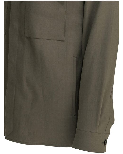 Zegna Green Linen Overshirt Jacket for men