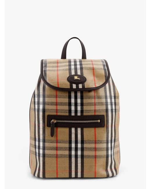 Burberry Natural Highlands Coated Canvas Backpack With Front Logo for men
