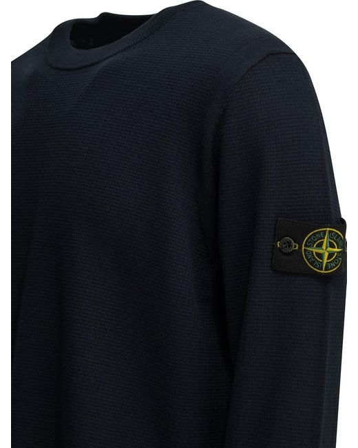Stone Island Blue Crew-Neck Sweater for men