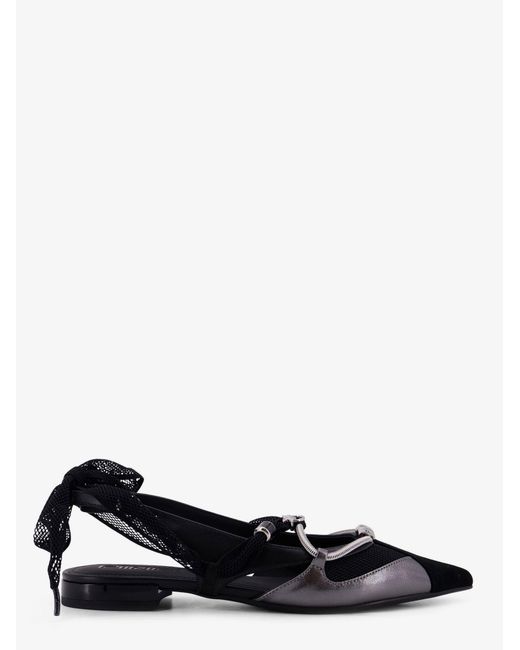 Women's Black Gianira Leather Ballerinas With Suede Inserts