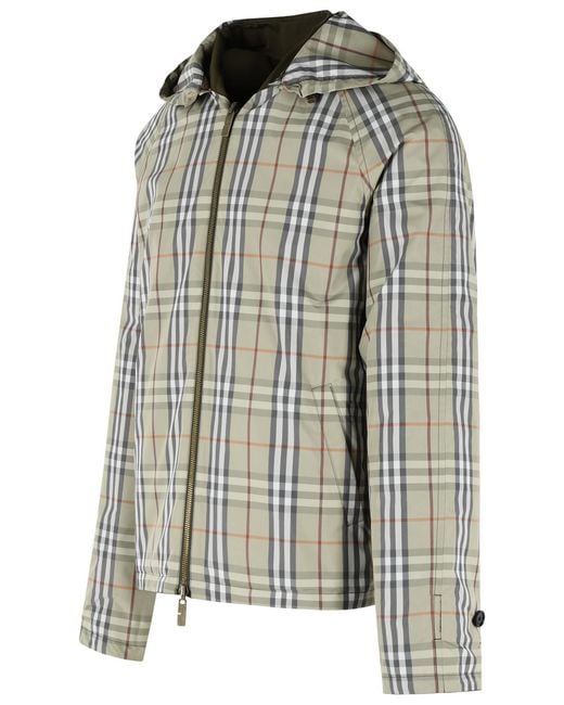 Burberry Green Reversible Cotton 'Check' Jacket for men