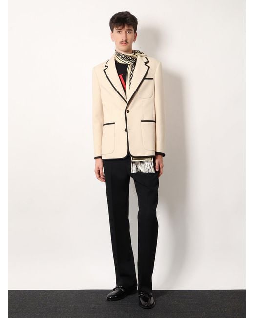 Valentino Natural Single-Breasted Virgin Wool Blazer for men