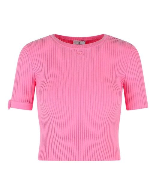 Courreges Pink Viscose Blend T-Shirt