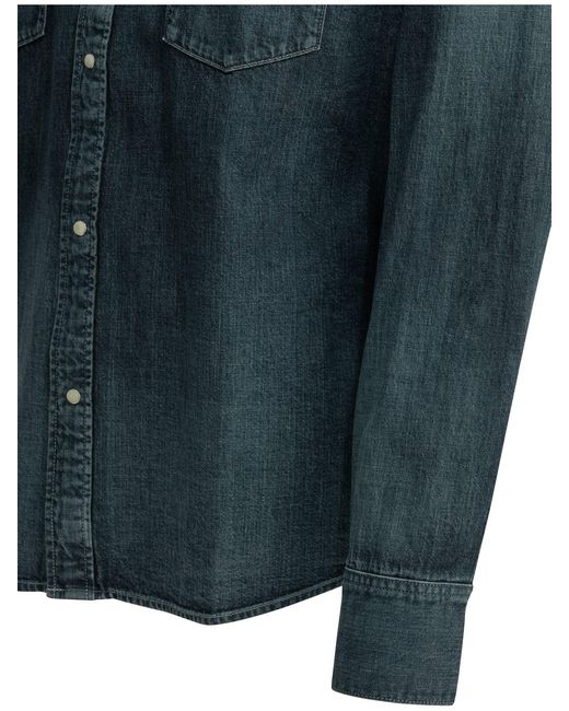 Visvim Blue Social Sculpture Cotton Casual Shirt