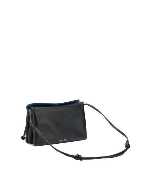 Céline Black "Trio Flap" Small Shoulder Bag