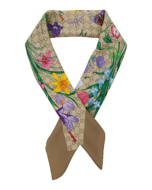Gucci Gray Gg Silk Foulard