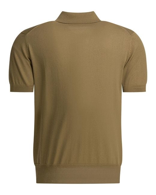 Tom Ford Green Cotton Knit Polo Shirt for men