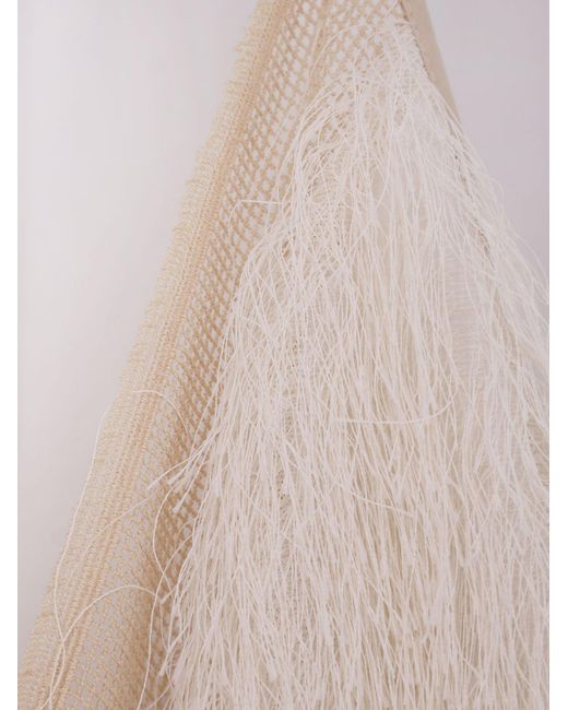 Alysi White Fringed V-Neck Top